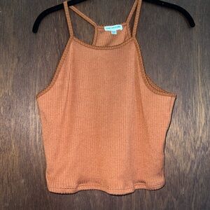 EARTHBOUND Orange Ribbed Crop Tank Top